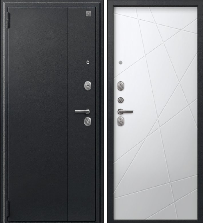 Дверь A-03 черный сатин - кашемир белый DIS007331
